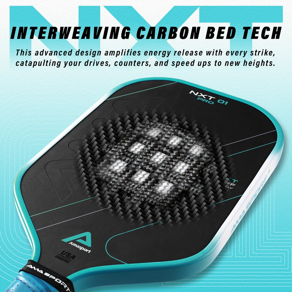 Amasport-NXT01プロカーボンファイバーピックルボールパドル,18k,16mm