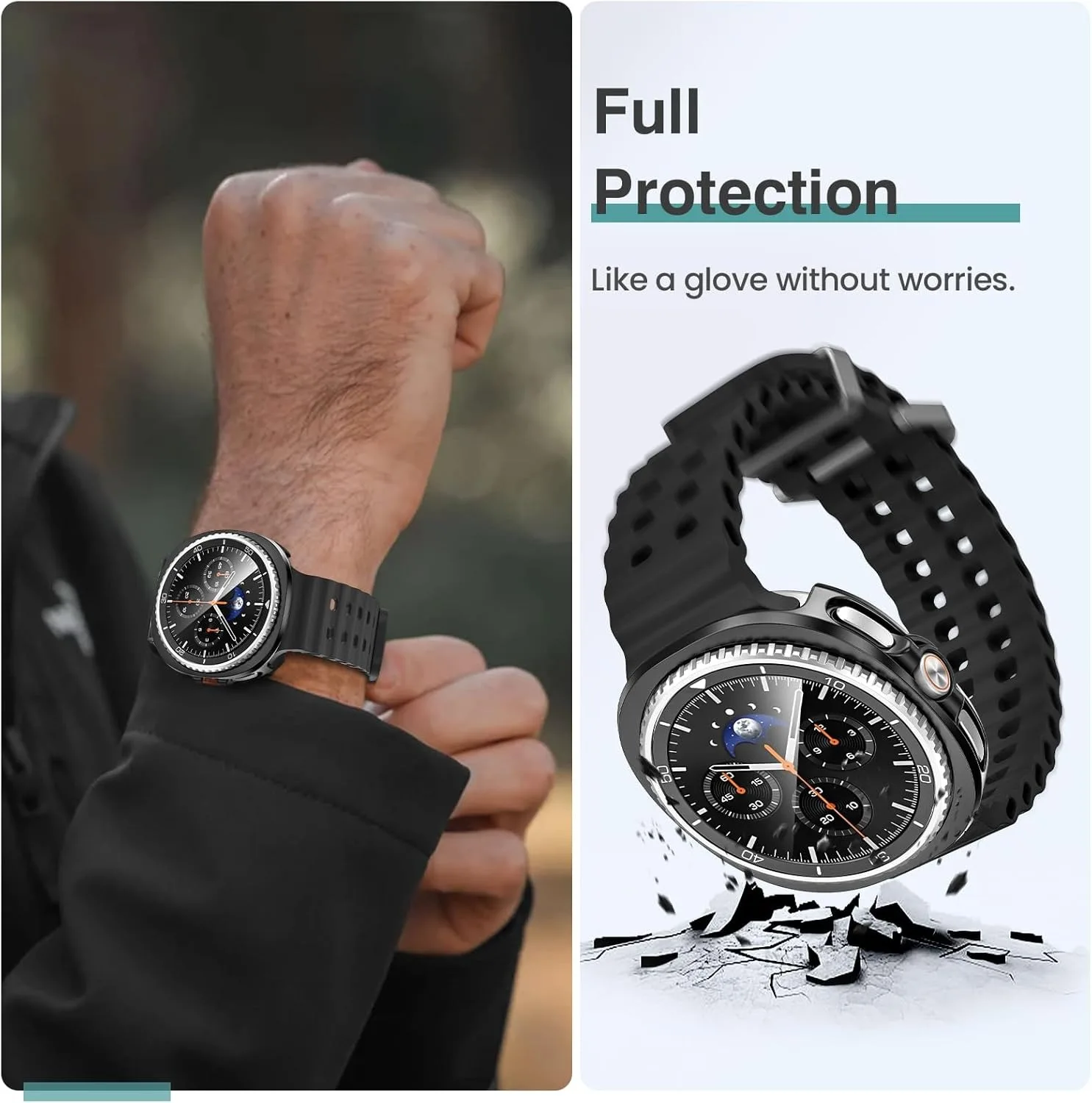 High Definition Tempered Glass Screen Protector and All-Round Matte Watch Case, PC Construction
