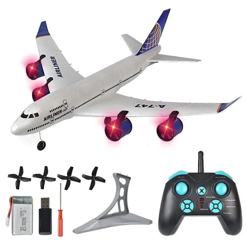 Remote Control Aircraft A380 Aircraft Boeing 747 Fixed Wing Foam Aircraft Model Aircraft 3-Channel Glider Model Outdoor Toy Gift 3