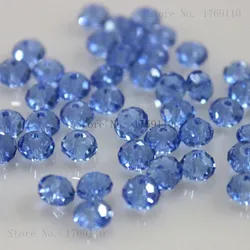 Isywaka Deep Blue Faceted Crystal Glass Rondelle Beads - 50pcs (Light blue)