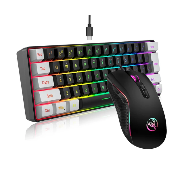 Gamer keyboard mouse combos teclado gamer 60% percent teclados key board keyboards gaming mini pc backlit wired clavier black