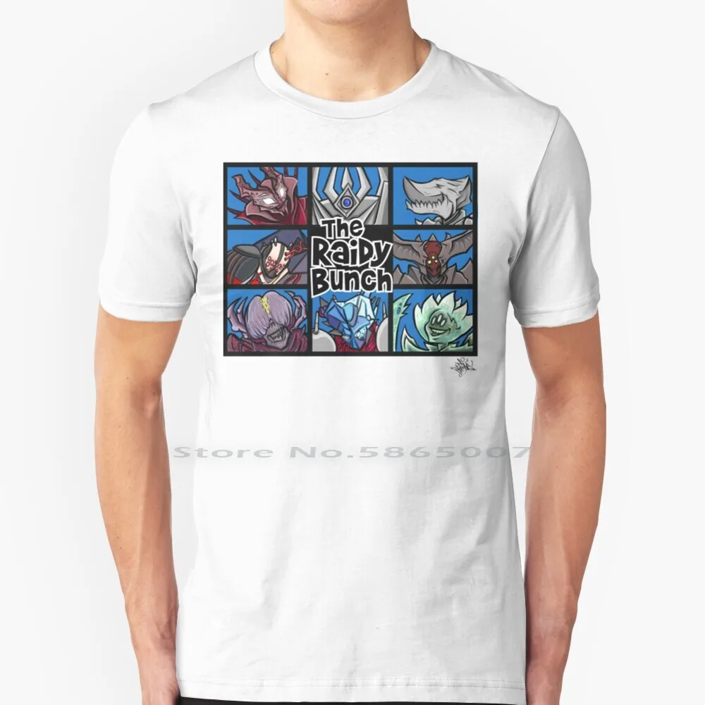 The Raidy Bunch T Shirt 100% Cotone Koboneart Raidy Bunch Destiny 2 Oryx Crota Warpriest Ateon Sattire Parody Videogioco Art