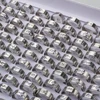 100pcs/Lot Mens Womens Stainless Steel Rings Polished Laser Cut Patterns Fashion Jewelry Wholesale Mix Styles 5