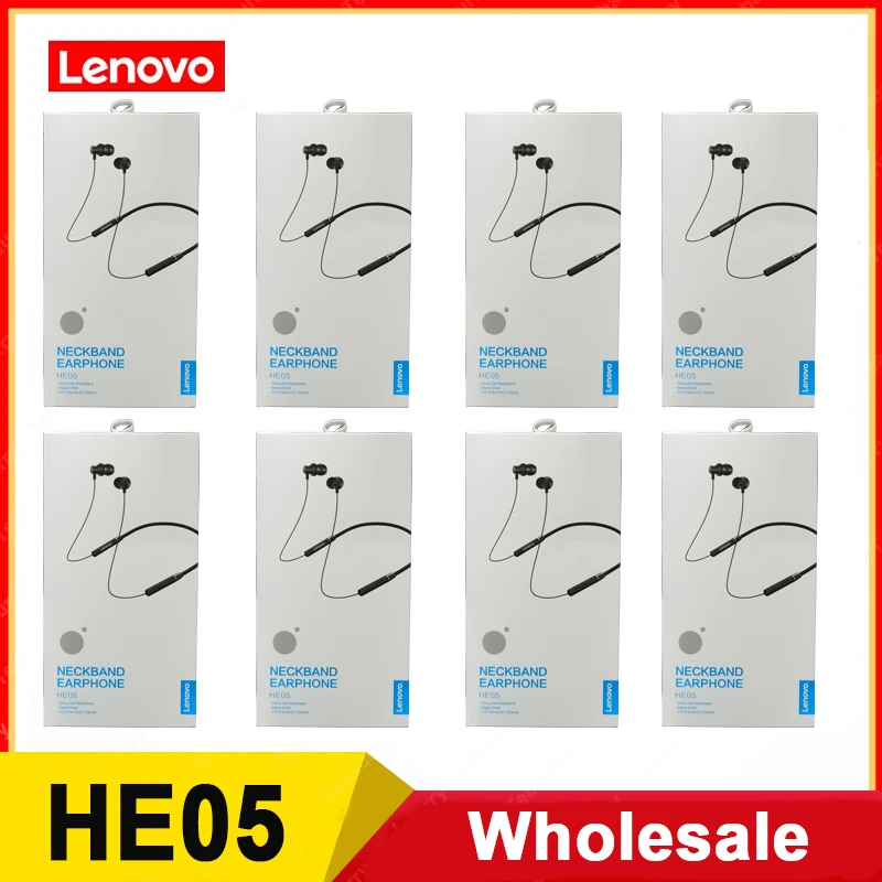 

10Pcs Original Lenovo HE05 Bluetooth 5.0 Earphones Waterproof Wireless Sports Headphones HIFI Sound Magnetic Neckband Headset