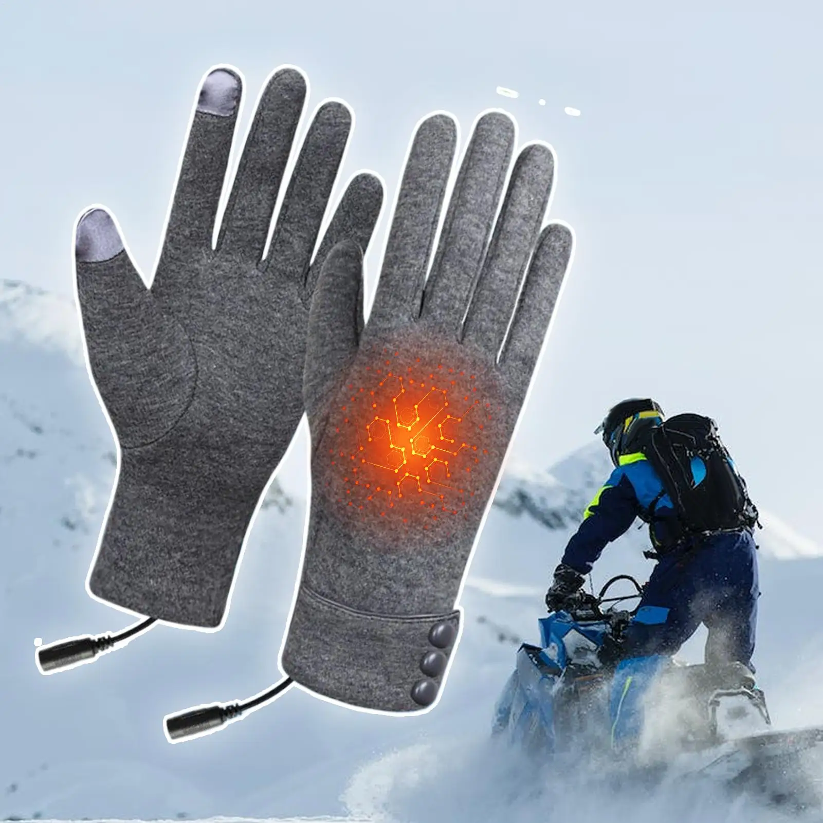 Heating Gloves 3-level USB Windproof Heat Gloves Cold Weather Supplies For Gardening Construction Fishing Camping Snowboarding