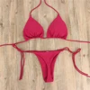 2Pcs Summer Women Bikini Set Side Tie Sexy Swimsuit Bandage Style Brazilian Swimwear Solid Color Swimming Bathing Suit 5