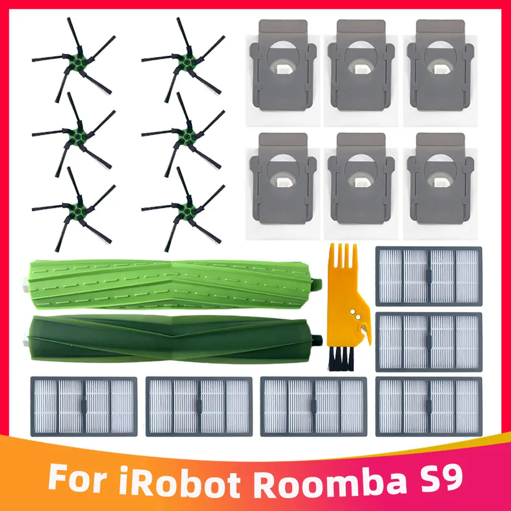 Compatibile con il robot aspirapolvere iRobot Roomba S9 9150 / S9+ Plus 9550 Pezzo di ricambio Filtro Hepa Spazzola principale Spazzola laterale Sacchetto per la polvere Accessori