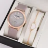 2pcs Set Women Watches Fashion Casual Ladies Quartz Wristwatches Leather Strap Watch Women Female Clock for Girl Gift (No Box) 4
