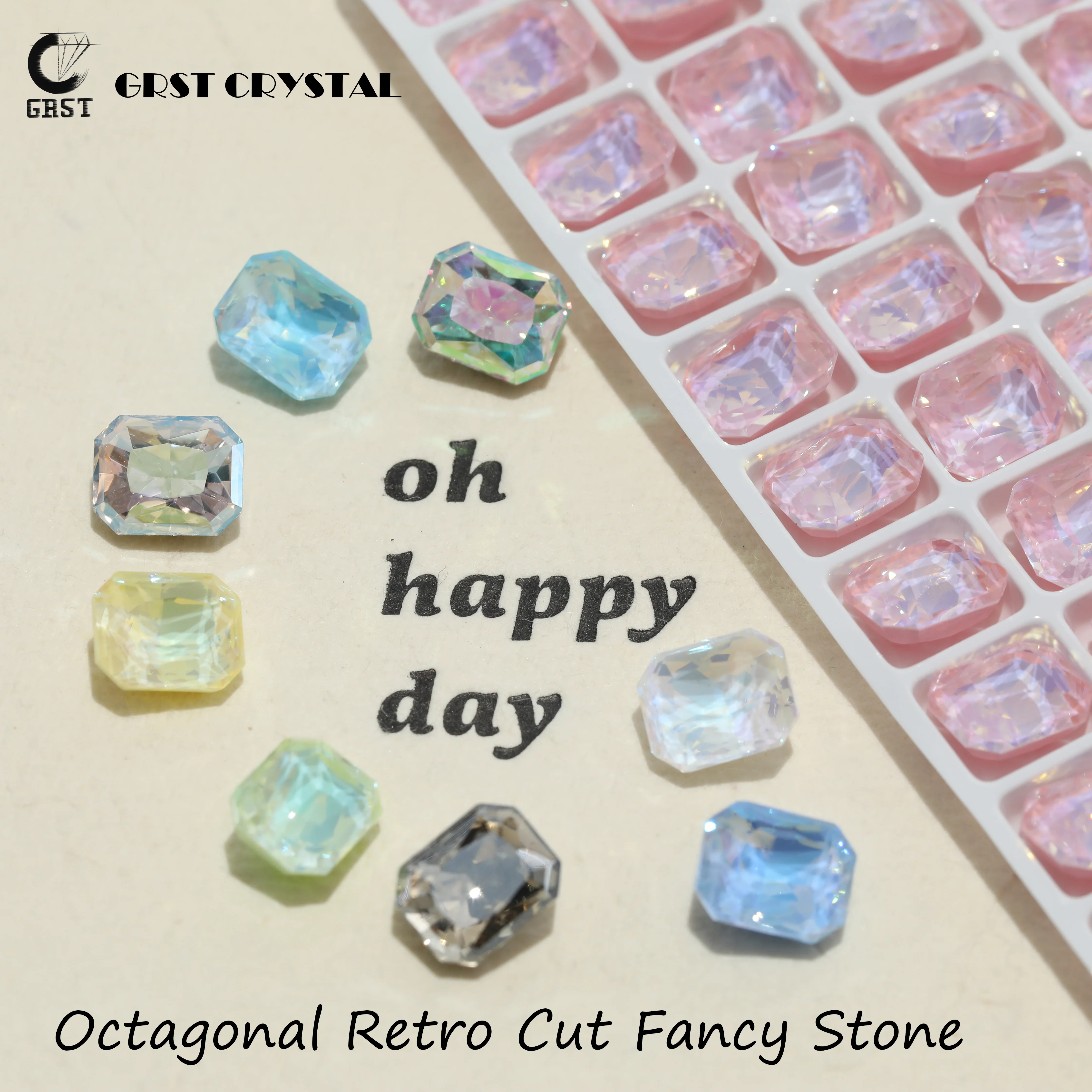 GRST DV4043 Premium Kristall Oktagonale Retro-Schliff Fancy Stones Design Version Serie Strasssteine für DIY Nagelkunst, Kleider, Taschen und Zubehör