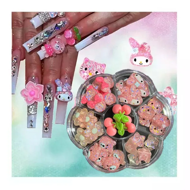 LX2 #321-326 2PCS Rhinestone Hello Kitty Nail Charm