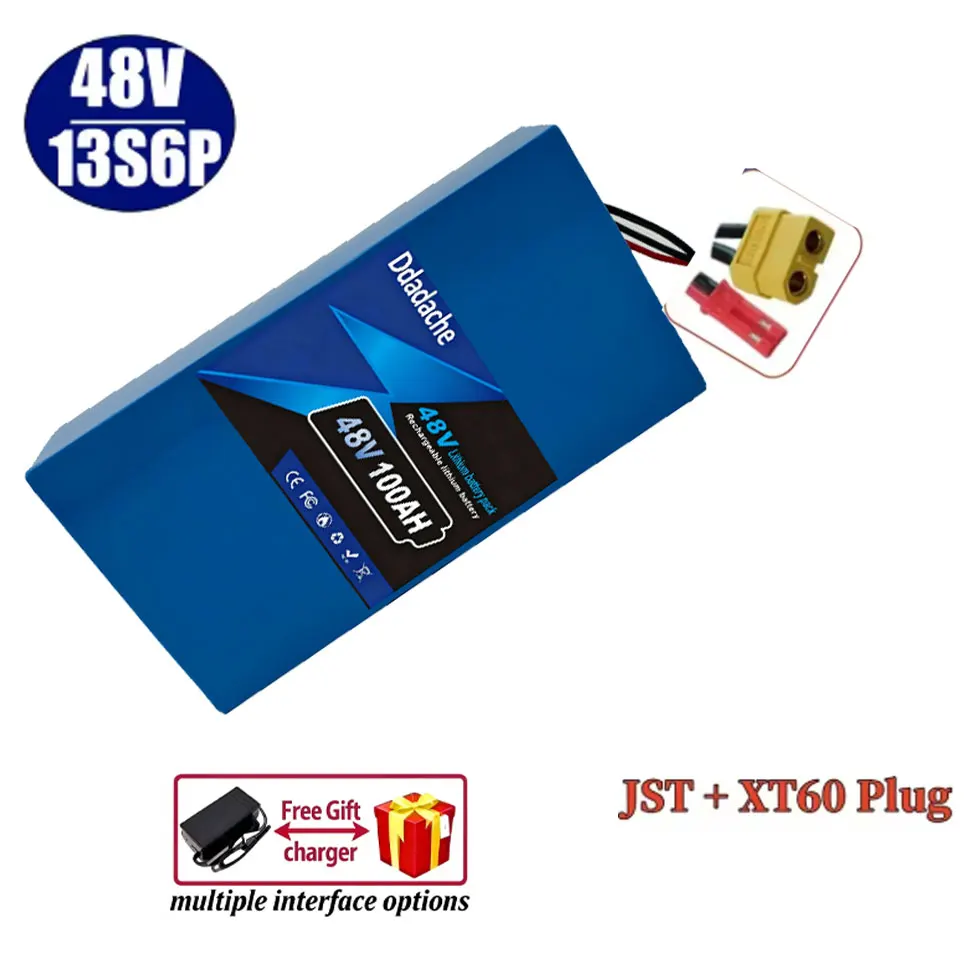 18650 Akkupack 13S6P Lithium-Akkupack 48V 100Ah 2000W Citycoco Roller Batterien mit Integriertem 50A BMS Anpassbarer Stecker – Detail 10