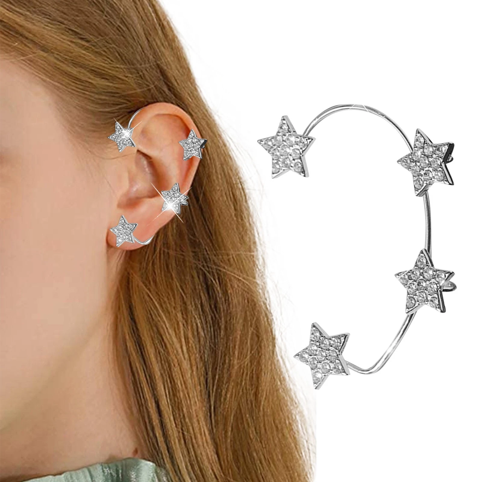 Pendientes con forma de estrella para y niña, aretes con Clip para la oreja, joyería sin anillo de oreja niña, pendientes de de perla Pcshop888| | - AliExpress