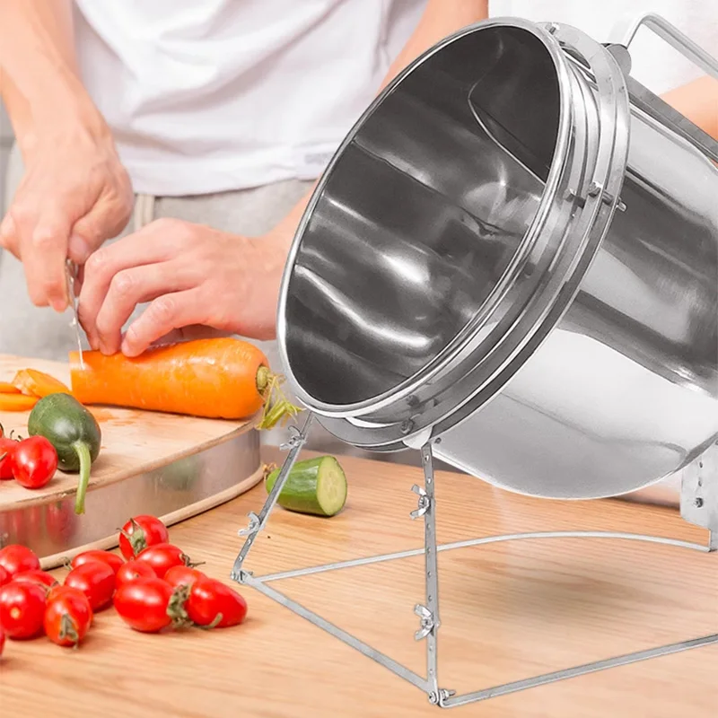Stainless Steel Stir Fryer, Large Capacity Automatic Flipping and Cooking Machine, Home Outdoor Barbecue, Kitchen 3