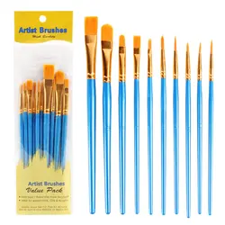 10-Piece Multi-Color Nylon Hair Paint Brush Set (Blue)