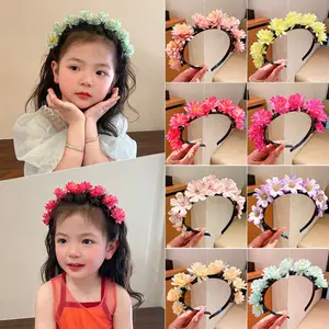 Children Simulation Flower Hairband Ethnic Style Sweet Girls Cloth Flower Teethed Hair Hoop Headwear Decoration