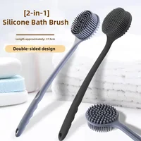 1pc Bath Soft Back Scrubber Brush Bath Shower Sponge Scrubbing Brush with Handle Exfoliating Scrub Skin Massager Bath Supplies 1