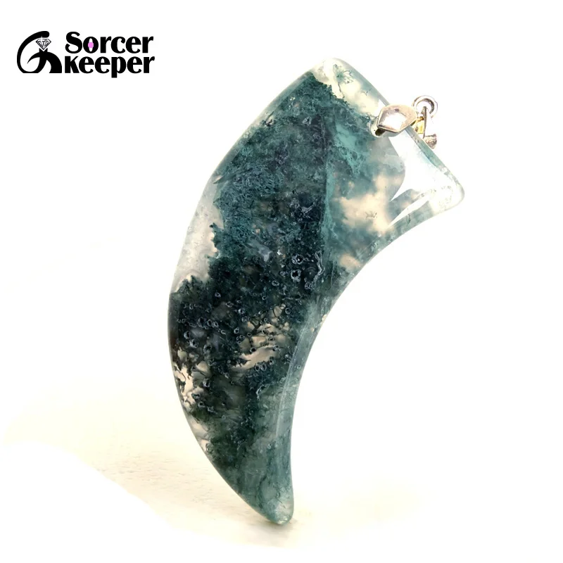 Gioielli Da Uomo Unici Dendritic Moss Agate Natural Stone Ciondolo Statement Collane Catene In Pelle Di Cristallo Fashion Jewelly Ms420