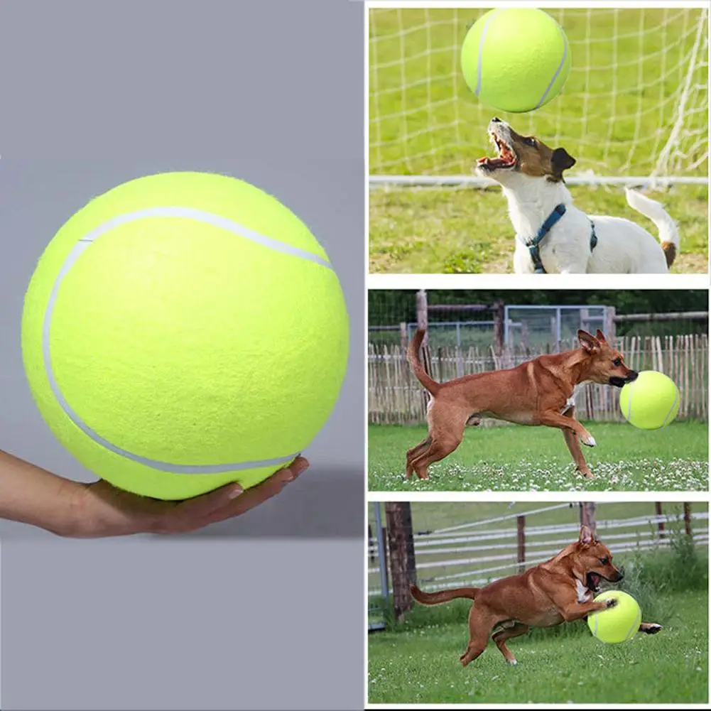 9.5 Inch Dog Tennis Ball Outdoor Sports Dog Chew Training Ball with Inflating Pump Funny Giant Pet Toys Outdoor Cricket Toy