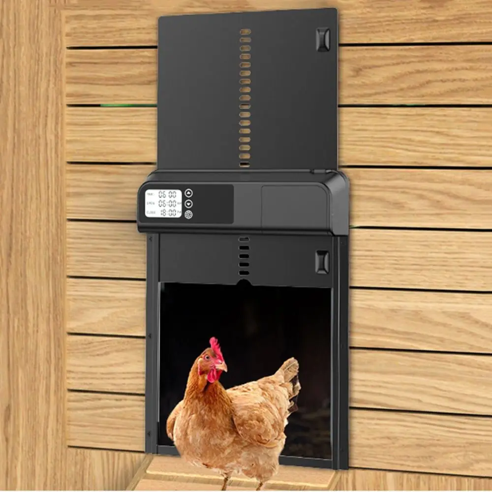 

Automatic Chicken Coop Door Timer Control Battery Operated Auto Chicken Door Opener Easy Installation Aluminum Alloy