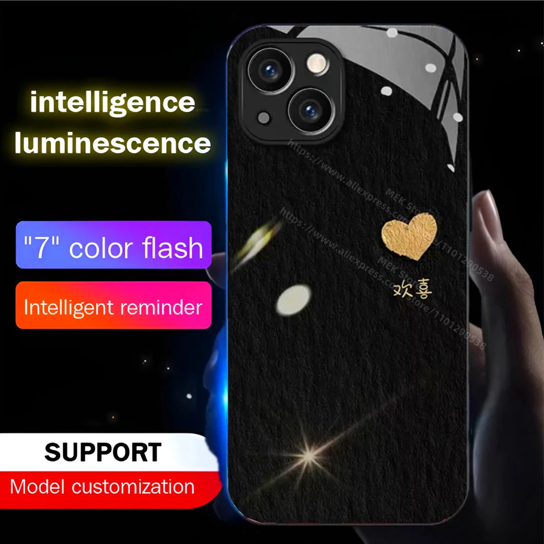 Red Lucky Love Heart Sound Control LED-Blitzgehäuse, leuchtende Glasabdeckung für Samsung S25 S24 S23 S22 S21 S20 FE Note 20 Plus Ultra – Detail 16