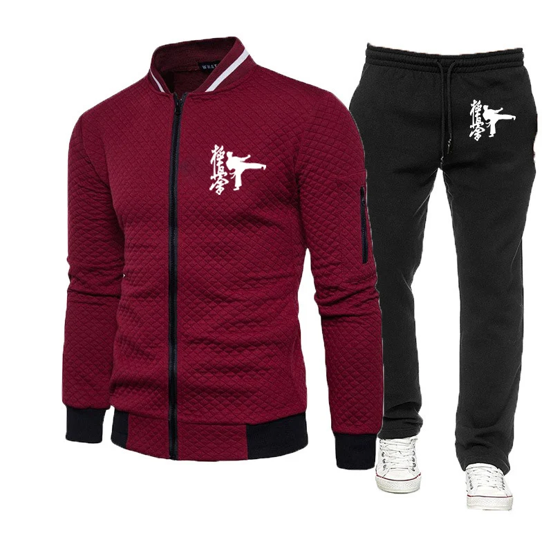 Kyokushin Karate Printing Fashion 2023 New Men's Spring and Autumn Slim-fit Long-sleeved Sportswear Pants 2-piece Set