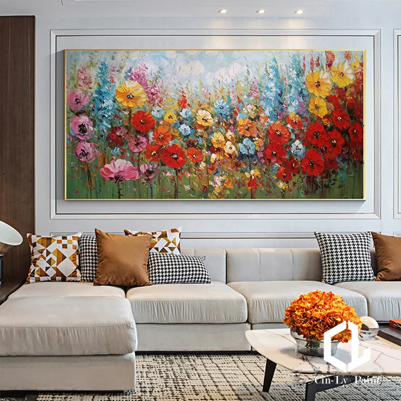 

Pure Handmade Gold Flower Knife Oil Painting Money Tree On Canvas Modern Home Decor Art Wall Large Picture For Living Room Mural