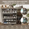 Freestanding Shoe Organizer with 5 Wooden Legs, Slim Shoes Rack Cabinet, Shoe Storage Cabinet with 3 Flip Drawers & Mirror 4