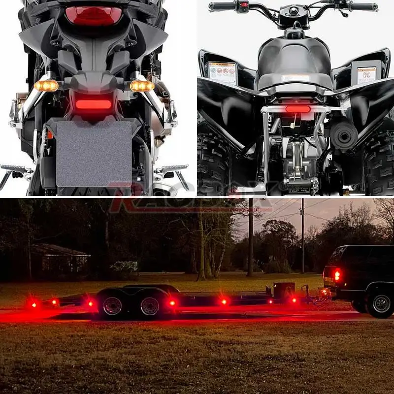 24LED Universal Motorcycle LED Tail Brake Light Rear Side Light Red LED Side Mar