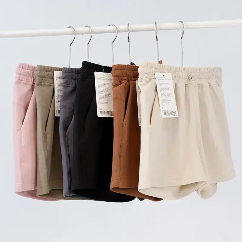 

Solid Color Permeable Tennis Shorts Fitness Women's Sports Loose Cotton High Waist Elasticity Waistbelt Shorts for Yoga