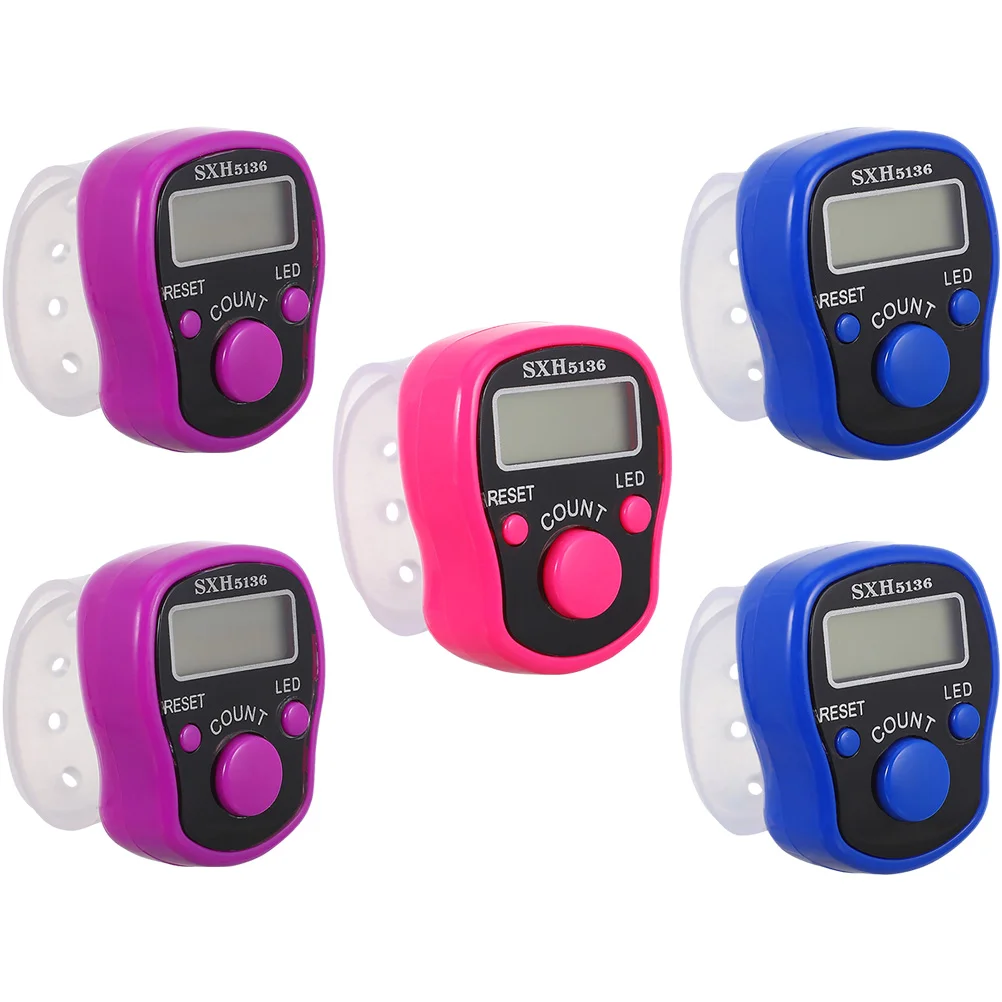 

5 Pcs Tally Counter Counters Electronic Digital LED Finger Plastic Resettable Handheld