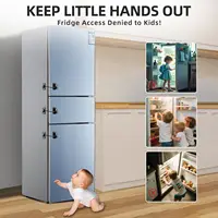 Serrure de réfrigérateur, serrure de réfrigérateur avec protection en fil de silicone, serrures de réfrigérateur pour enfants, serrures d'armoire faciles à utiliser et à installer avec clé 3