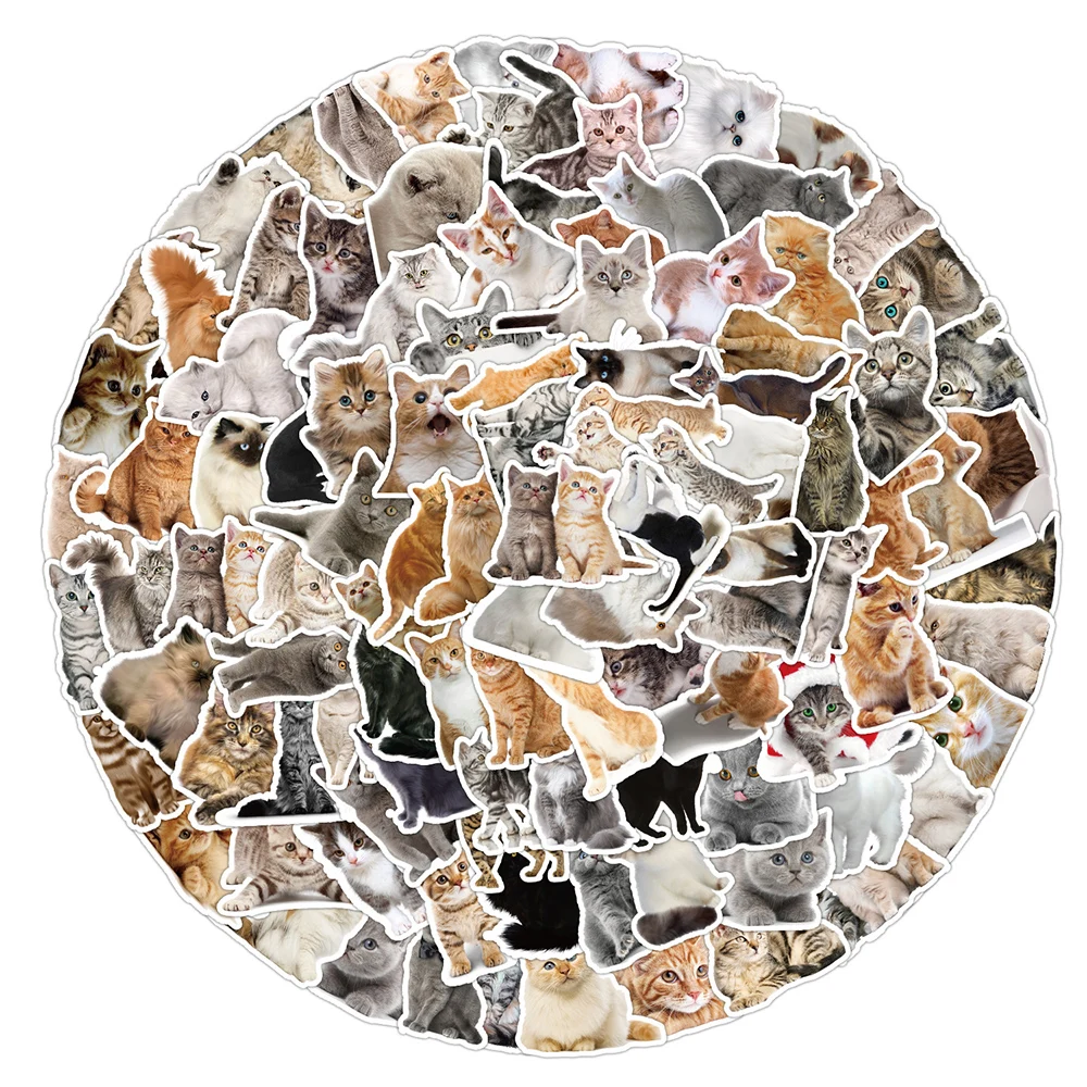 

10/30/50/100pcs Cute Cat Decorative Stickers DIY Classic Graffiti Decal Notebook Skateboard Cartoon Animal Sticker for Kids Toys