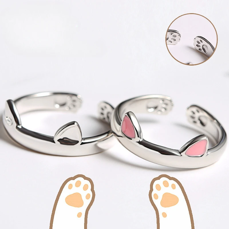 Anello a forma di gatto regolabile da donna in stile moda 2025_voghion.com
