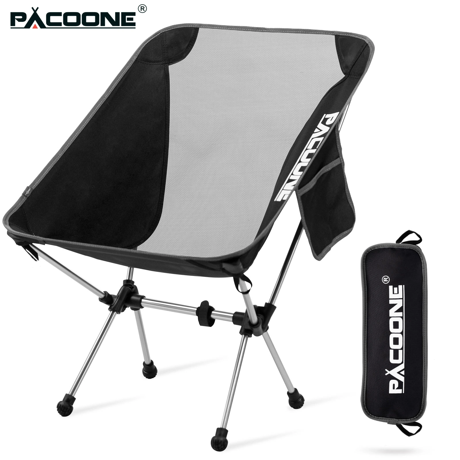 Chaise pliante PACOONE ultralégère aluminium pour pêche, camping, plage et voyage portable