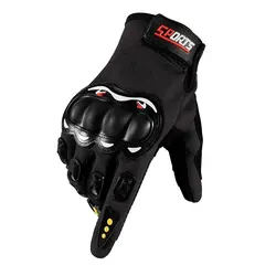 Touchscreen-Enabled Full-Finger Motorcycle Gloves with Enhanced Protection for Outdoor and Off-Road Adventures (Black)