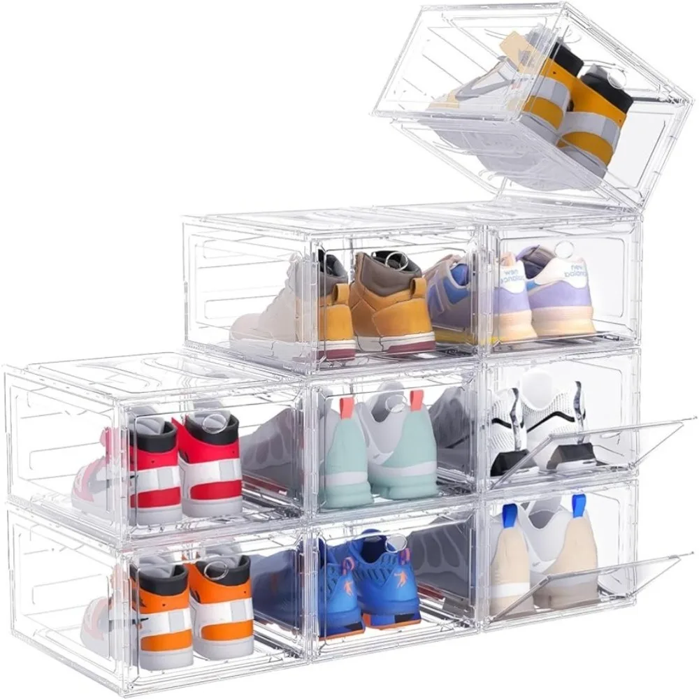 

Upgrade Harder Solid Plastic Shoe Storage 9 Pack Shoe Organizer for Closet Shoes Living Room Furniture Home