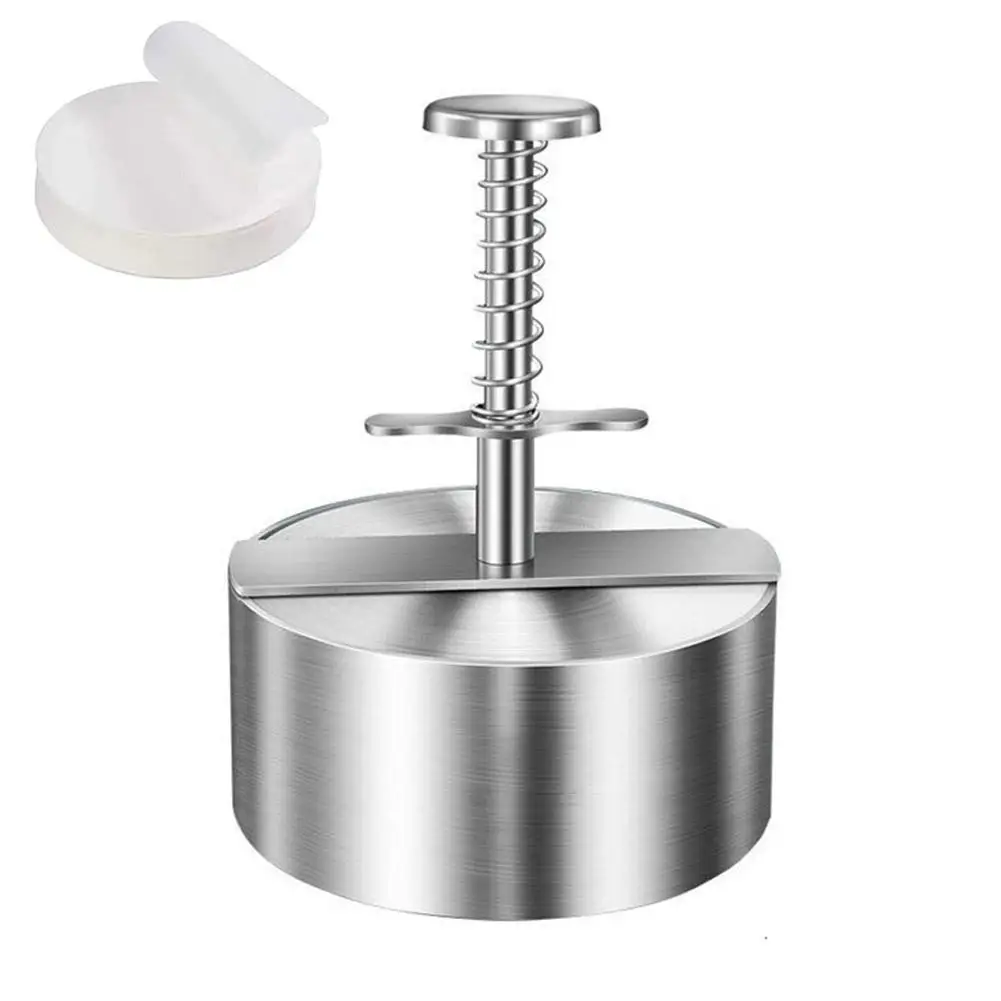 Stainless Steel Burger Press Round Shape Non-stick Patty Adjustable Making Patty Tool Kitchen Hamburger Mold Maker M5p6