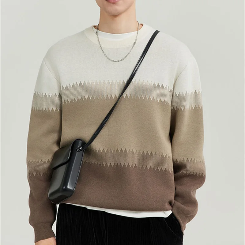 Autumn Winter KPOP Fashion Style Harajuku Slim Fit Tops Loose Casual All Match Knitwear Insert Long Sleeve Patchwork Sweaters