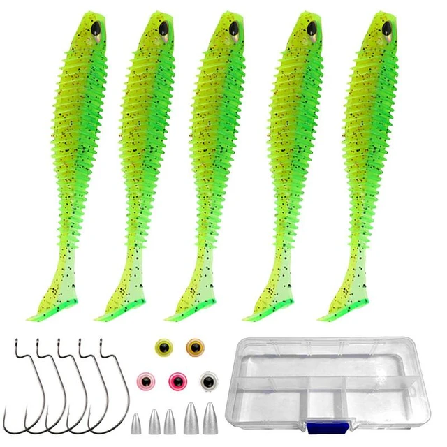 Fishing Lures For Bass Kit Soft Squid Baits With 3D Eyes Soft Bait With  Fishhook Lead