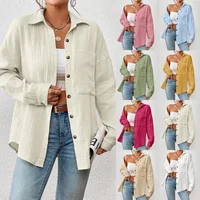 Solid Casual Loose Shirts For Women 2024 Autumn Vintage Women's Oversized Shirts And Blouses Fashion Elegant Youth Female Tops
