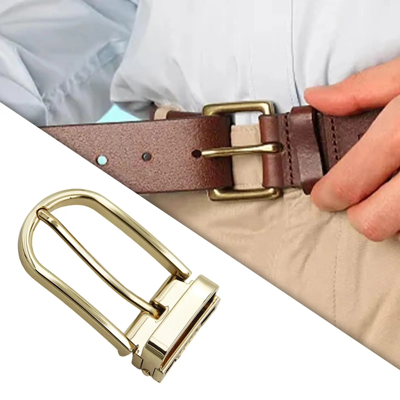 

Belt Buckle Single Prong Buckle Belt Purse Making Leather Craft fits 1.1-1.14 Inch Strap, 30mm, Gold