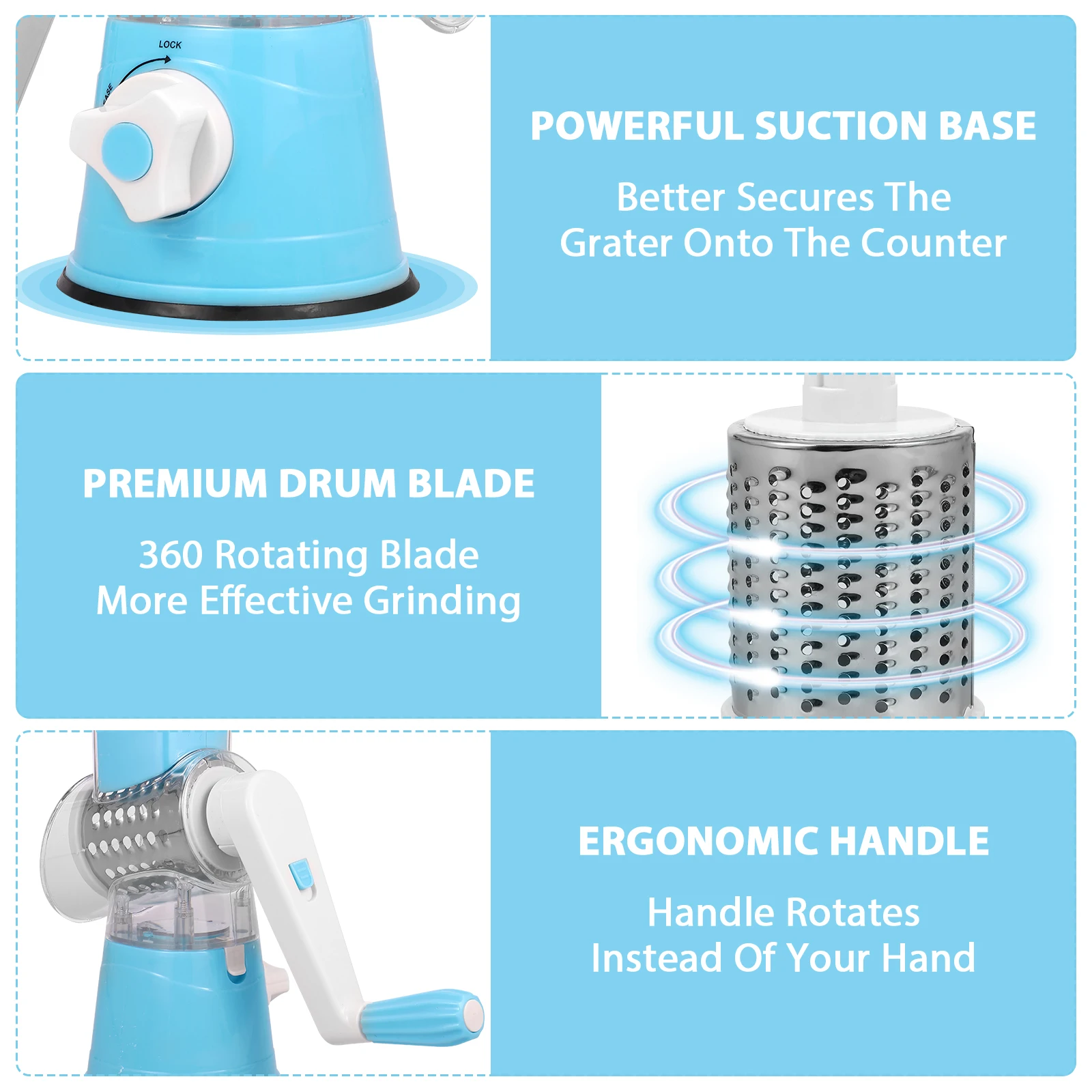 Manual Rotary Cheese Grater Light Blue