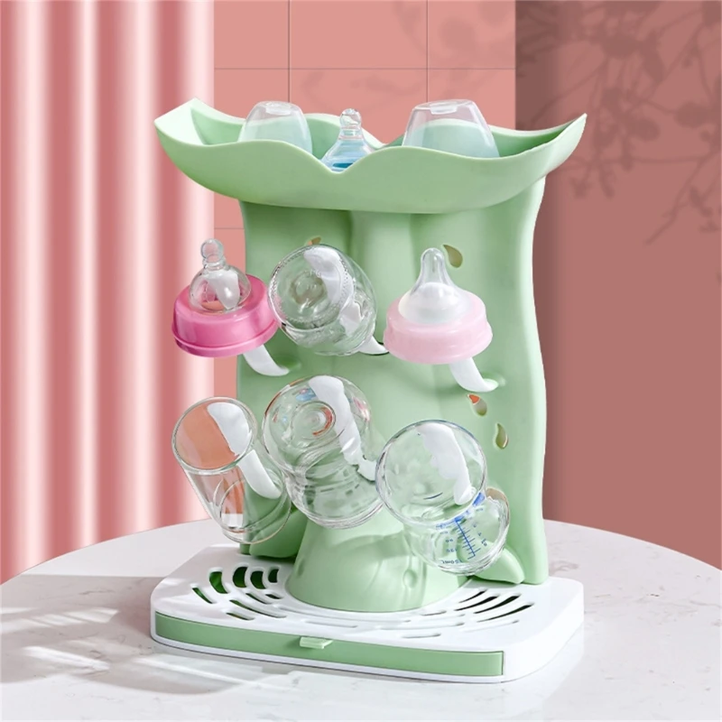 Innovative Baby Bottle Drying Rack ABS Baby Bottle Drying Rack with Modern Appearance Vertical with 6 Pegs for Kitchen