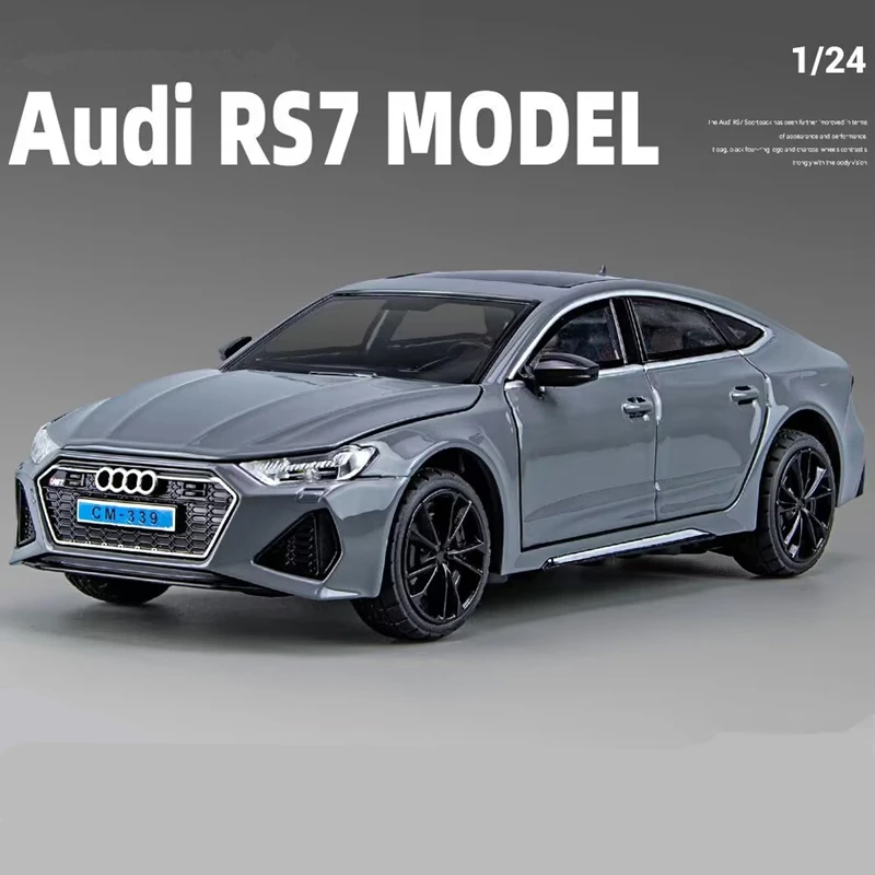 

1:24 Audi RS7 Sportback Alloy Die Cast Toy Car Model Wheel Steering Sound and Light Children's Toy Collectibles Birthday gift