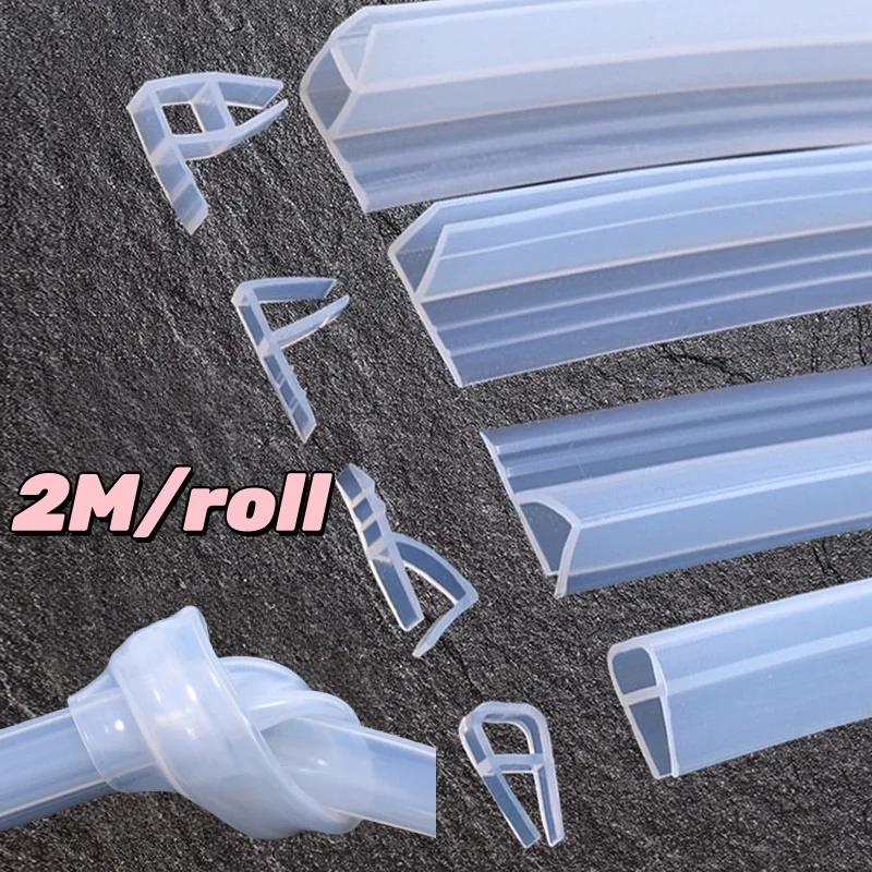 2Meter Widened F/h shape silicone rubber Frameless shower room door seal strip