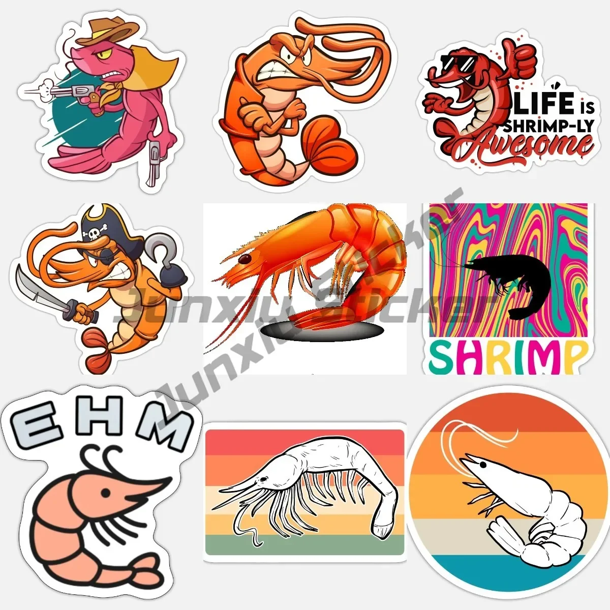 Cartoon Smart Shrimp Cute Lobster Animal Car Bumper Vinyl Sticker Decal