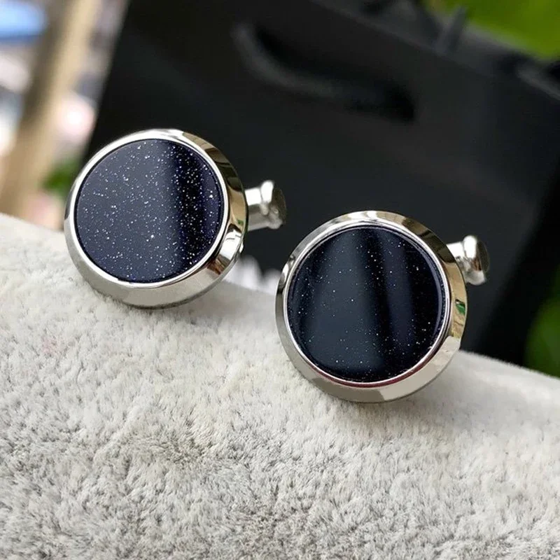 

Cuff Links MB Starry Sky Designer 1:1 High Quality Black Man Shirt Cufflinks Classic Buttons With Box Set