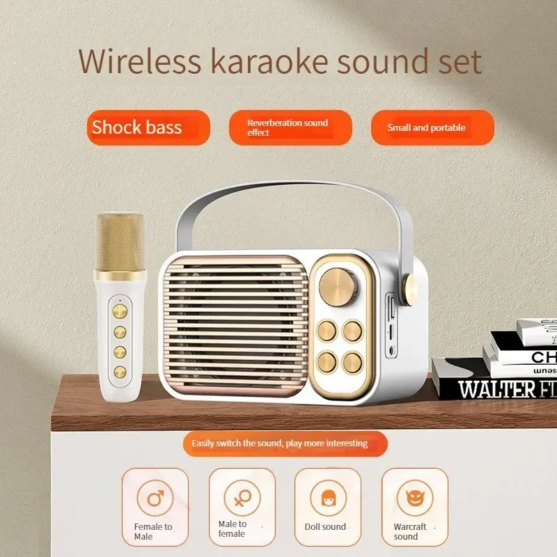 

Portable Wireless Karaoke Machine Cute ABS Bluetooth Music Player Toy Waterproof Wireless Speaker Home Family Singing Machine