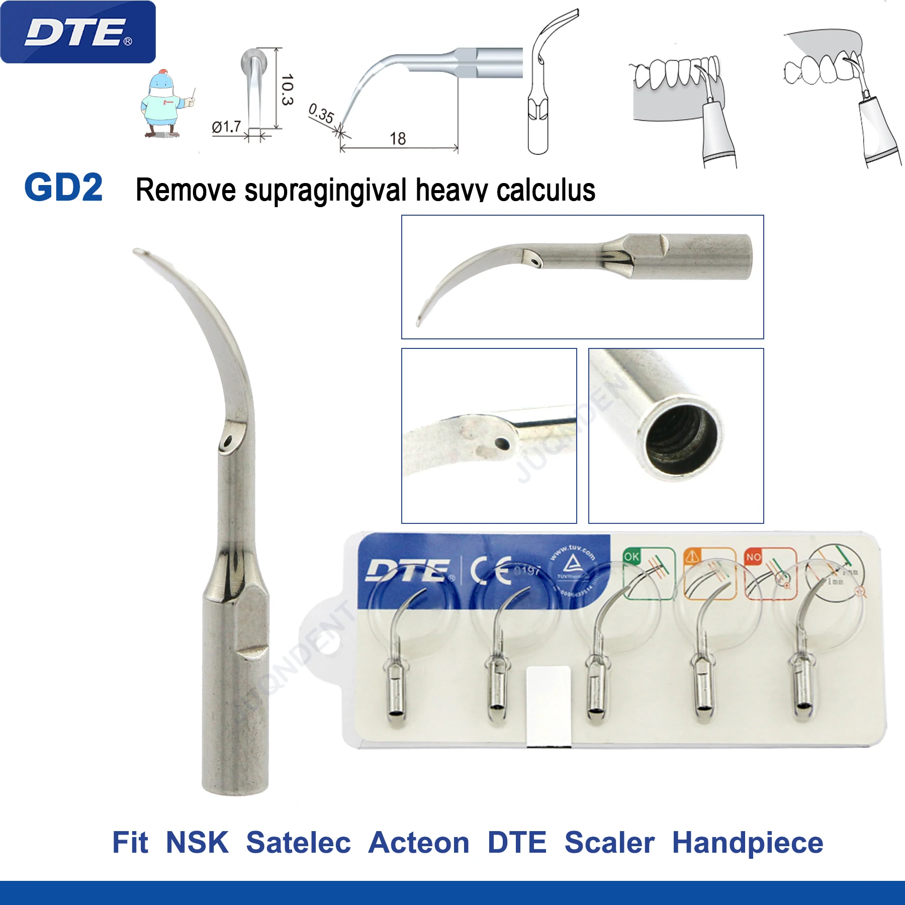Embouts De Détartreur à Ultrasons Pour Pièce à Main SATELEC DTE - Conseils Scaler Dentaire, Neufs