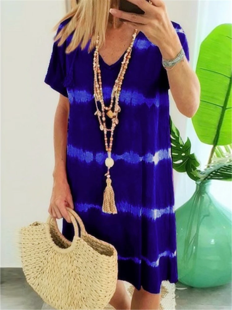 

Plus Size Dresses for Women Summer 2022 Trend Tie Dye Beach Dress Bohomian Striped Party Vestidos De Verano Mujer 2XL 4XL 5XL